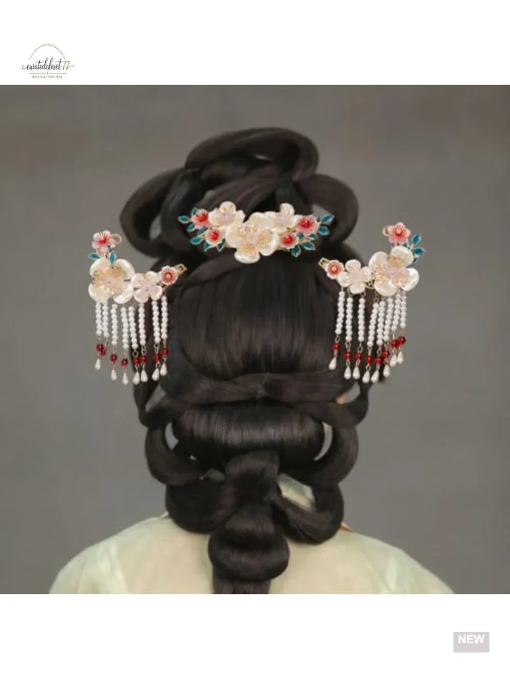 3 Pcs Flower Tassels Hairpin Rhinestone Pearl Clips Hair Accessories for Updo